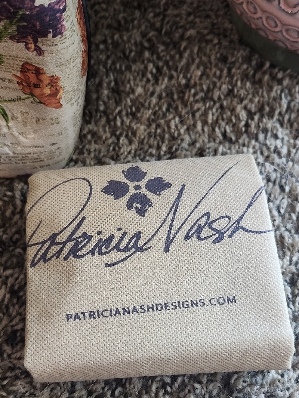 Patricia Nash Floral/Newsprint Crossbody Bag with Black Trim - Picture 2 of 7